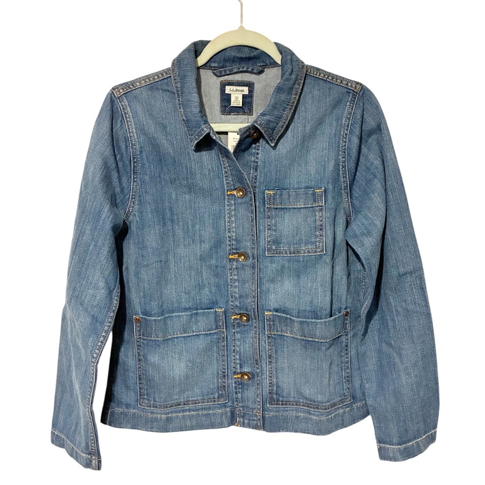 L.L. BEAN 1912‎ Denim Jean Chore Jacket Button Front Size XS NEW